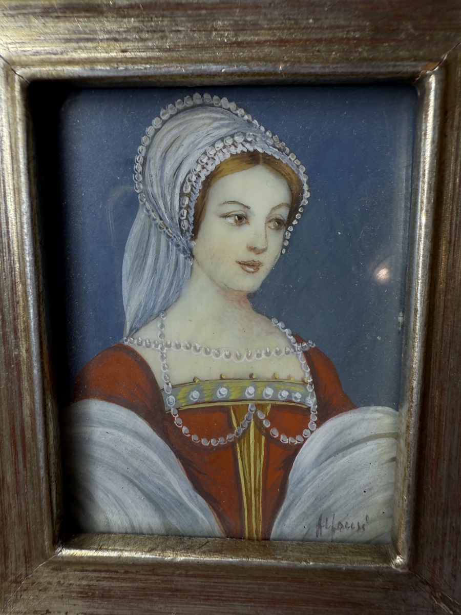 Miniature, Portrait Of Claude Of France – Signed J. Souvi