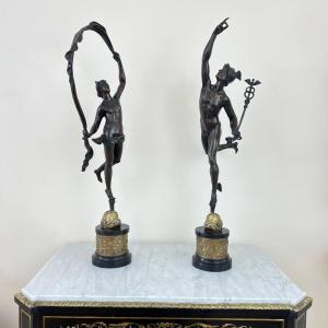 Bronze Statues "mercury And Nymph"