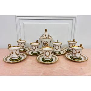Coffee Cups With Empire Napoleon Sugar Bowl Decorated With Fine Gold Bees 