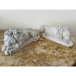 Pair Of Lions After Antonio Canova (1757-1822)