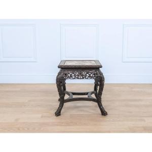 Asian Carved Side Table Or Stool