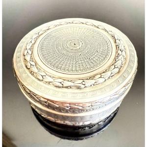 Small Box, Candy Box, Pill Box, Ointment Box In Guilloché And Incised Silver, Minerva Hallmark