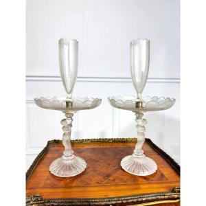 Centres de table,  épergnes ancien en verre de Baccarat, 19ème siècle