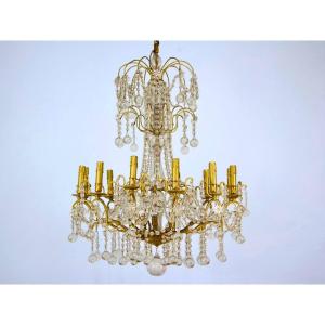 Lustre ancien en cristal  et bronze