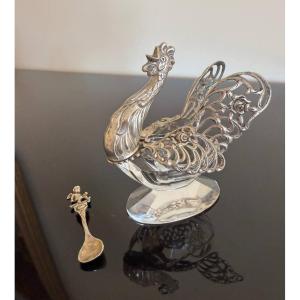 Coq en cristal et en argent 835