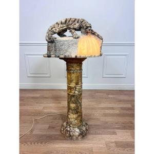 Lamp - Marble Statue Of A Roaring Tiger