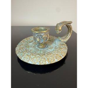 Bougeoir à main chandelier rat de cave