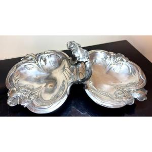 Plat Iris et vigne Art Nouveau Victor Saglier