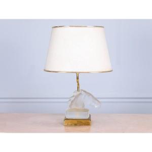 Lampe en verre et laiton de la maison Le Dauphin
