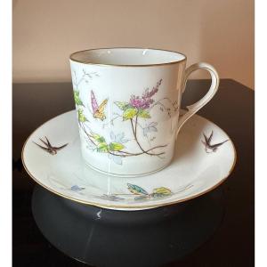 Tasse et sa sous-tasse en porcelaine JEAN POUYAT LIMOGES