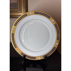 Assiette en porcelaine de Limoges France - Modèle " Les abeilles bleues "