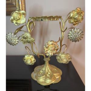 Church Altar Night-light In Bronze And Chased Brass.