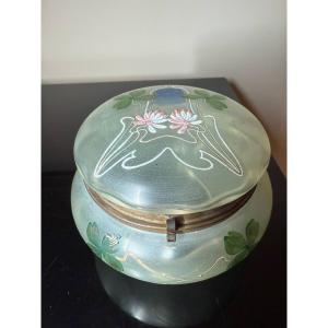 Boîte BONBONNIÈRE EN VERRE ÉMAILLÉ ART NOUVEAU STYLE LEGRAS