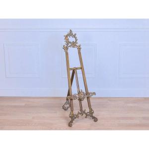 Chevalet In Chased Bronze And Brass With Rocaille Decoration