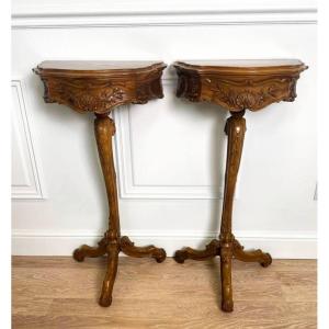 PAIRE DE CONSOLES, GUERIDONs style LOUIS XV