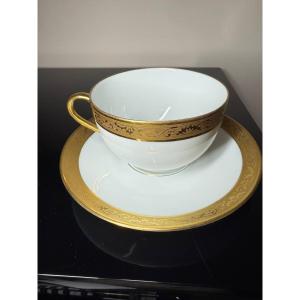 Porcelain Mug And Bottom Mug Raynaud & Co. Limoges, Agate Polished Gilding