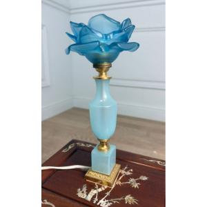 Blue And Bronze Opaline Lamp