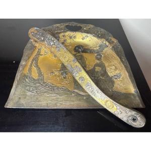 Vintage Art Nouveau Table Crumb Tray, "japanese" Style