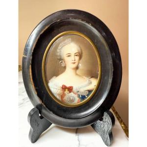 Tsarine Catherine II, dite « la Grande », impératrice de Russie , Portrait miniature.