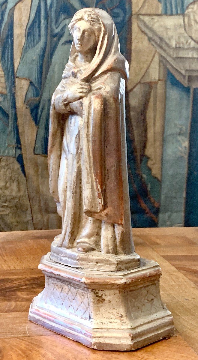 Virgin Of The Annunciation In Silver Carved Wood Seventeenth Time-photo-2