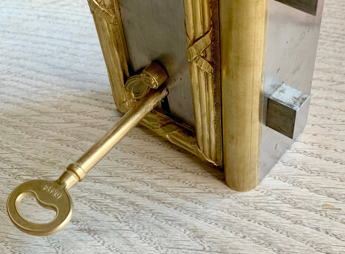 Serrure avec Clef Verticale de Porte d'Intérieur Style Louis XVI à Rubans Croisés XIXème -photo-2