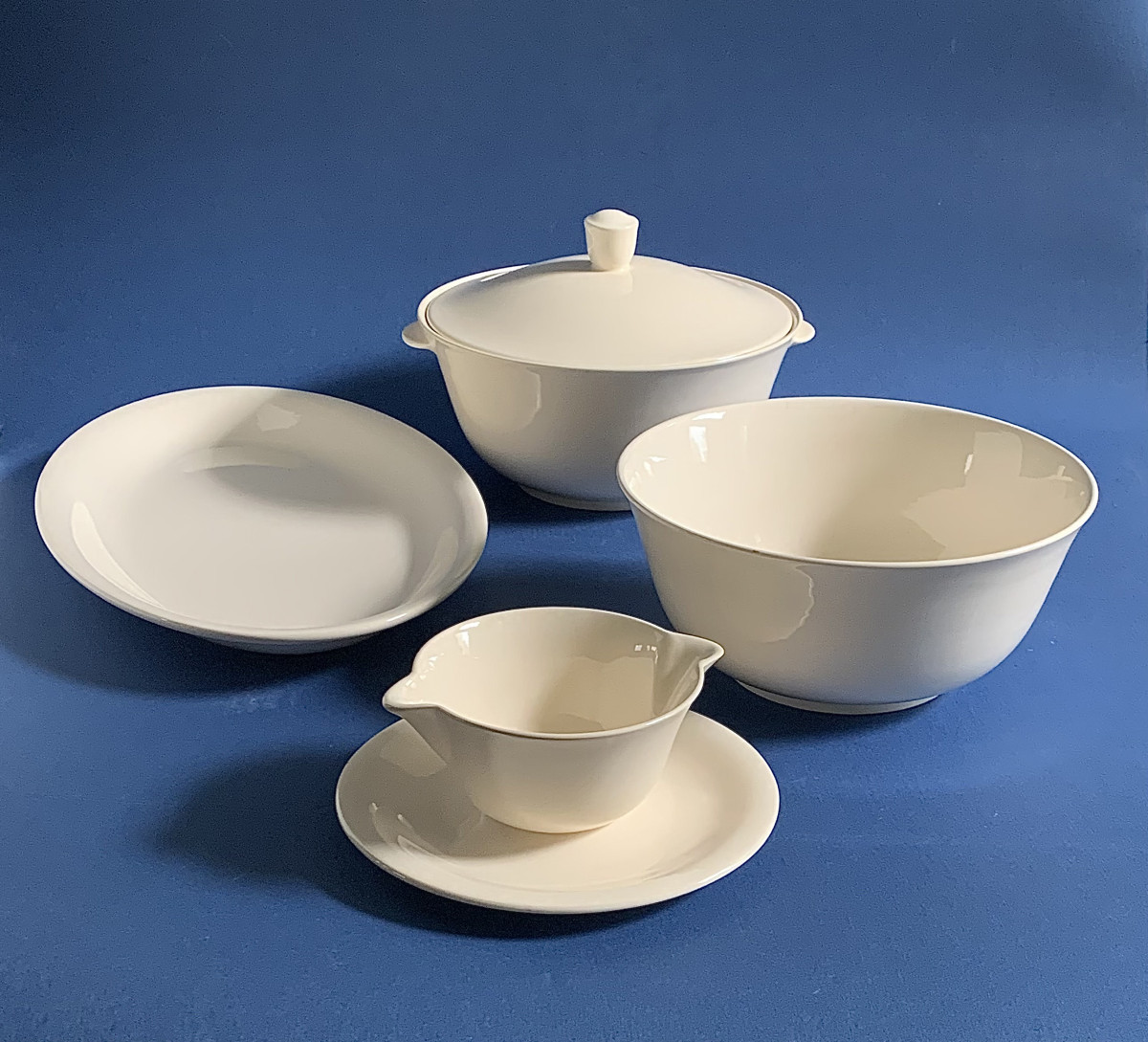 Set Of Fine Earthenware Tableware From Saint-méen-le-grand Attributed To Louis Delachenal 1950