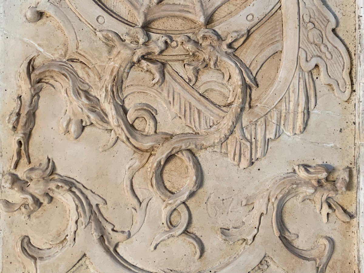 Suite De Quatre Panneaux En Plâtre d'Atelier à Décor De Grotesques - Epoque  XIXème-photo-3