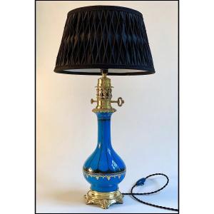 XIXth Century Blue Opaline Lamp