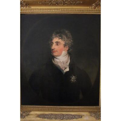 Portrait d'aristocrate , suiveur de Thomas Lawrence, début du XIXe siècle.