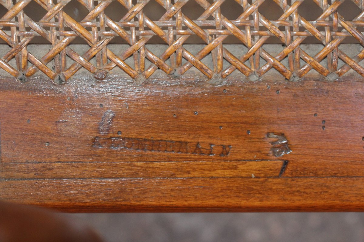 Paire de fauteuils cannés, époque Louis XV, estampillés Antoine Bonnemain, XVIIIe siècle.-photo-2