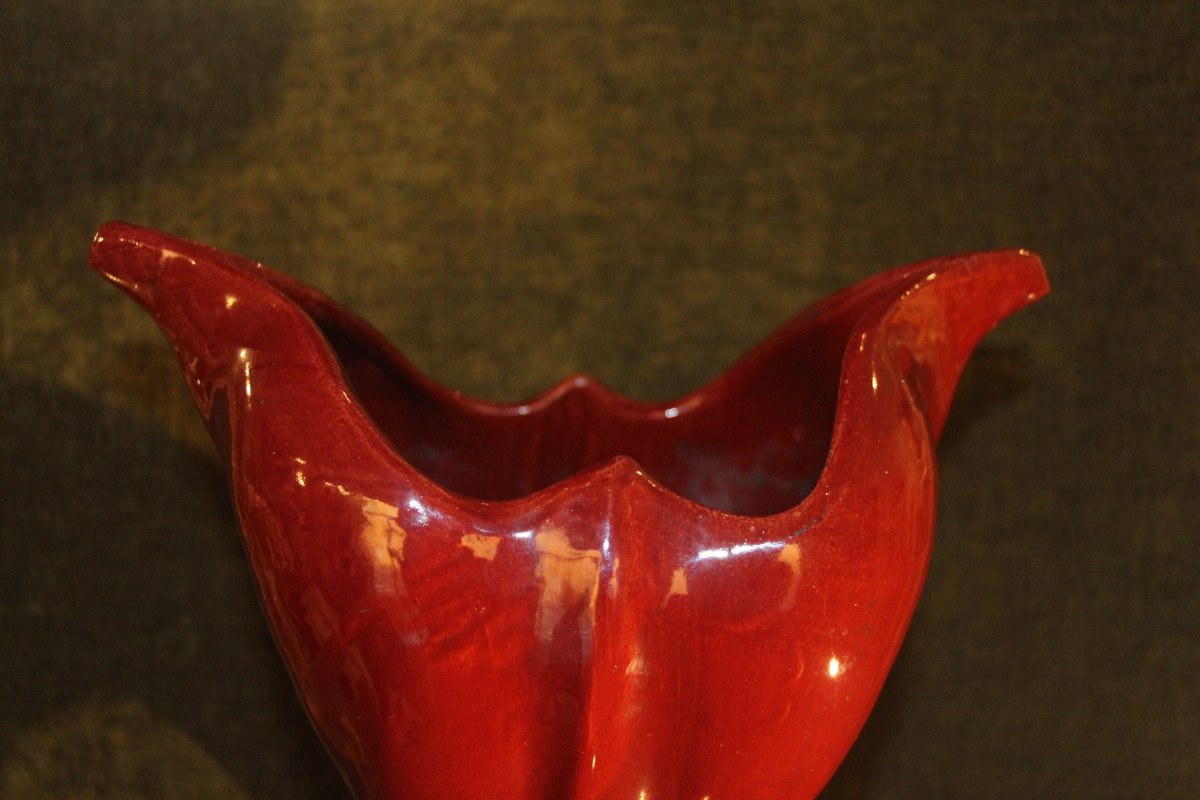 Art Nouveau Fleur-de-lys Vase In Ceramic From Maison Massier.-photo-3