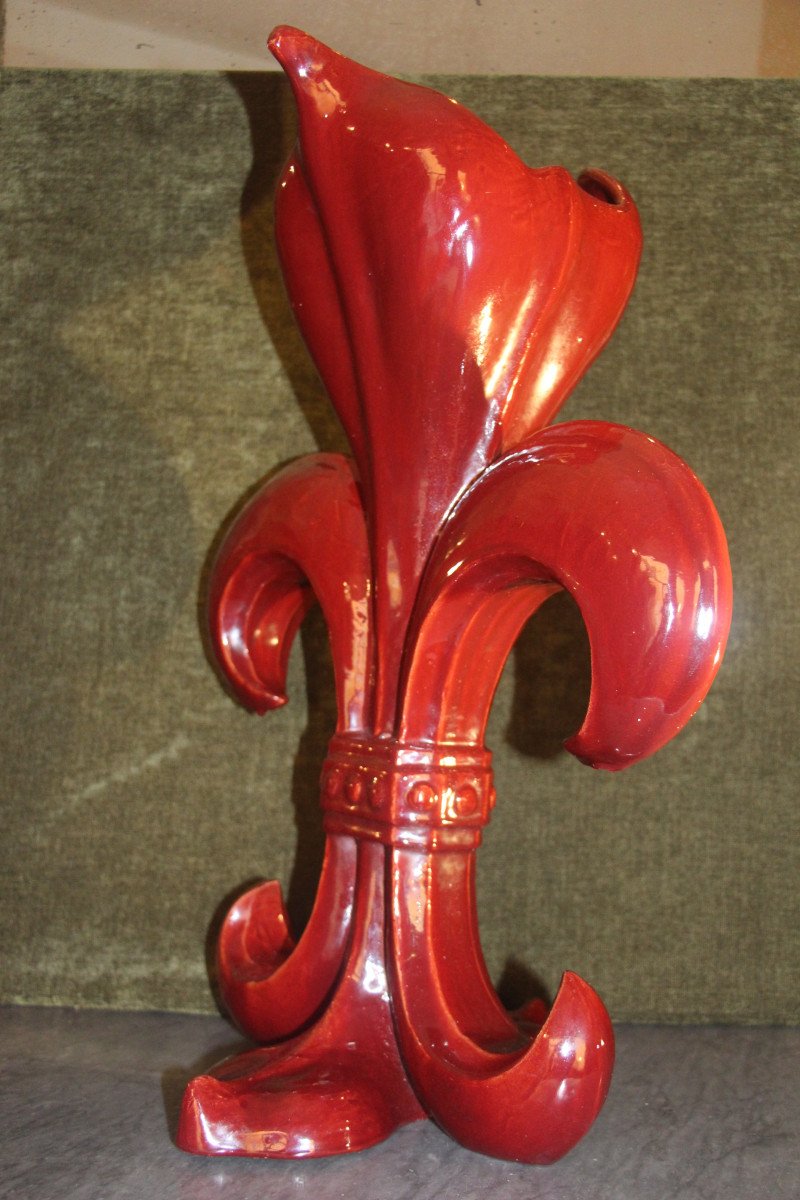 Art Nouveau Fleur-de-lys Vase In Ceramic From Maison Massier.-photo-7