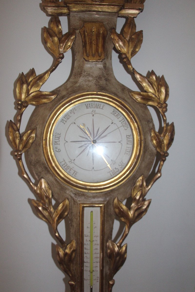 Baromètre thermomètre à la colombe, époque Louis XVI, XVIIIe siècle.-photo-3