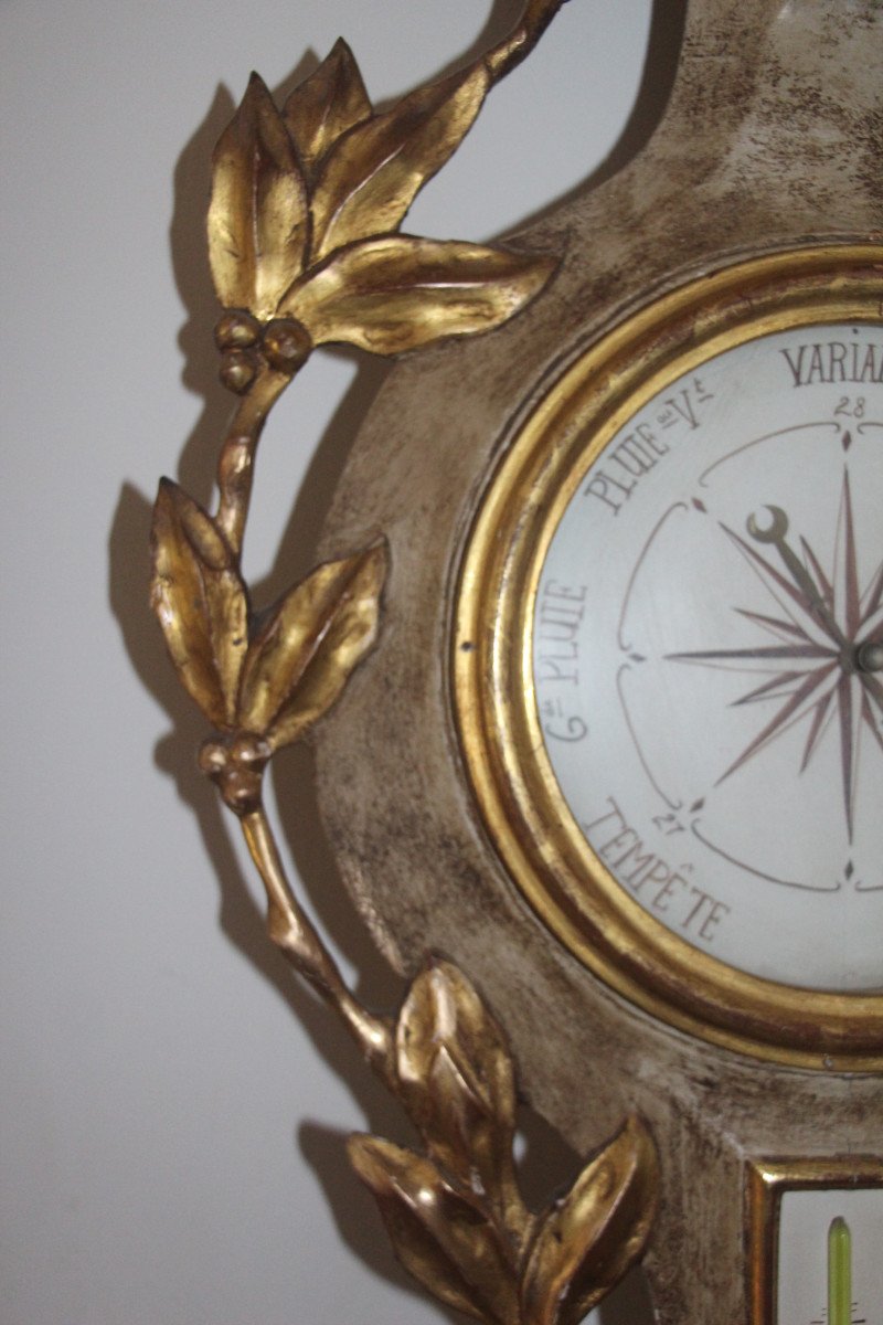 Baromètre thermomètre à la colombe, époque Louis XVI, XVIIIe siècle.-photo-5
