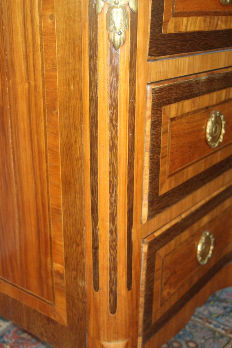 Transitional Chest Of Drawers, From The Louis XV And Louis XVI Periods, In Marquetry, 18th Century.-photo-4