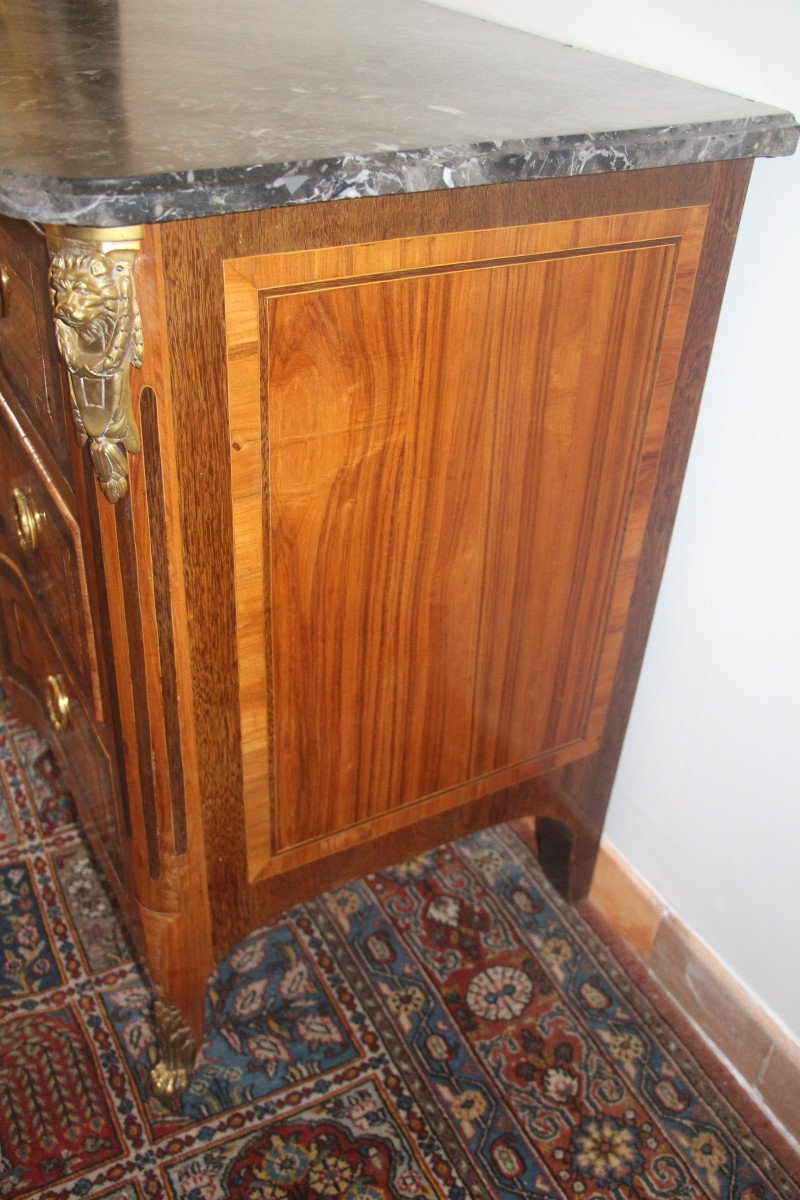 Transitional Chest Of Drawers, From The Louis XV And Louis XVI Periods, In Marquetry, 18th Century.-photo-1