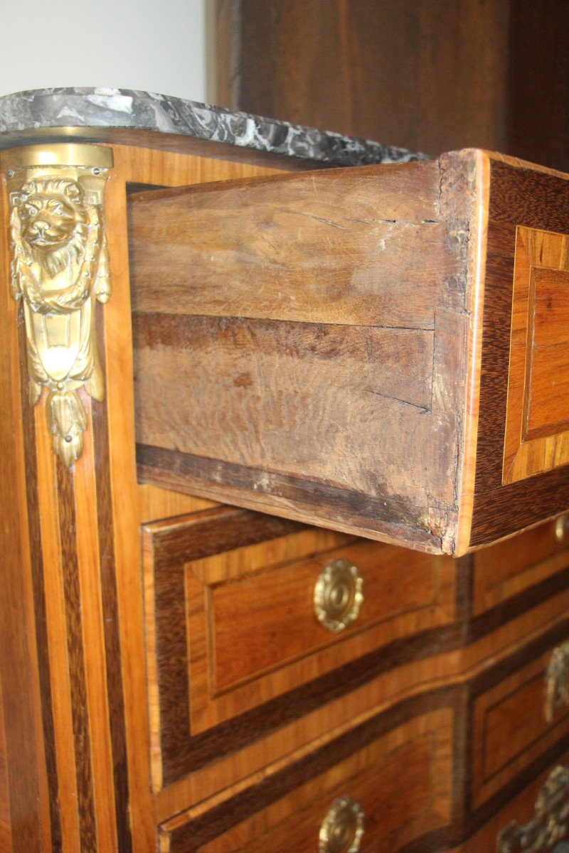 Transitional Chest Of Drawers, From The Louis XV And Louis XVI Periods, In Marquetry, 18th Century.-photo-6