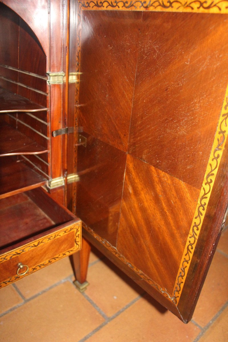 Argentier en marqueterie à mécanisme, estampillé LARDIN, vers 1770, XVIIIe siècle.-photo-7