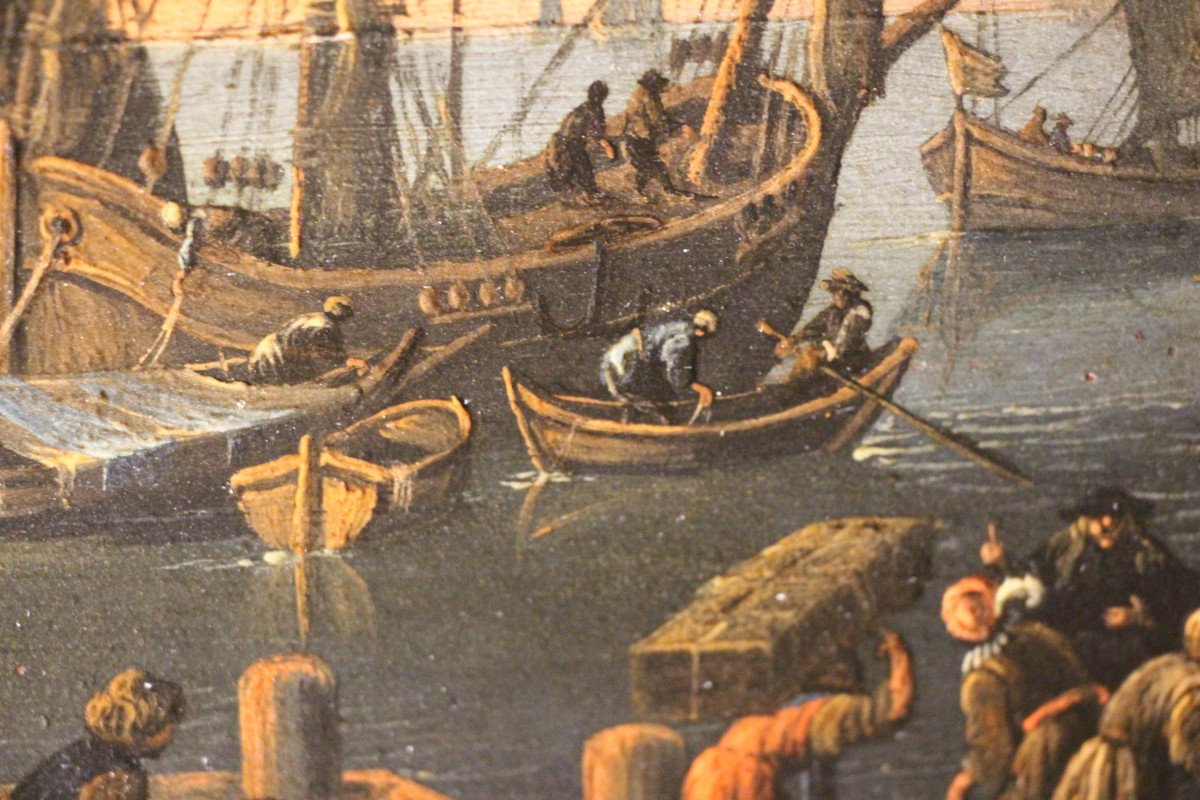 Scène de port, école italienne, vers 1700, XVIIIe siècle.-photo-6