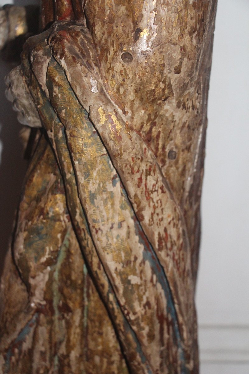 Polychrome Wooden Sculpture Representing A Notable, France 17th Century Circa 1600.-photo-5
