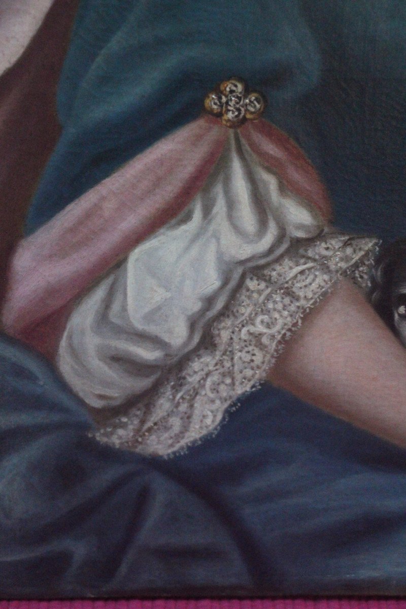 Dame de qualité et son chien XVIIIe siècle.-photo-1