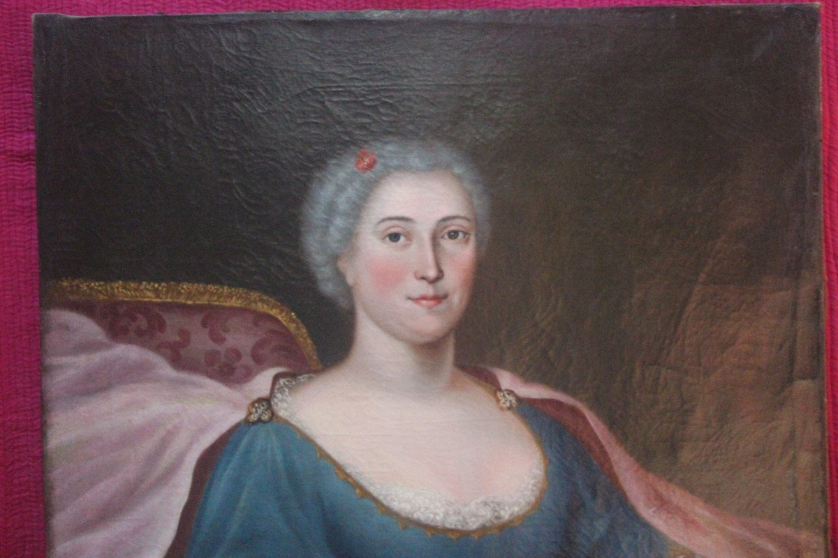 Dame de qualité et son chien XVIIIe siècle.-photo-6