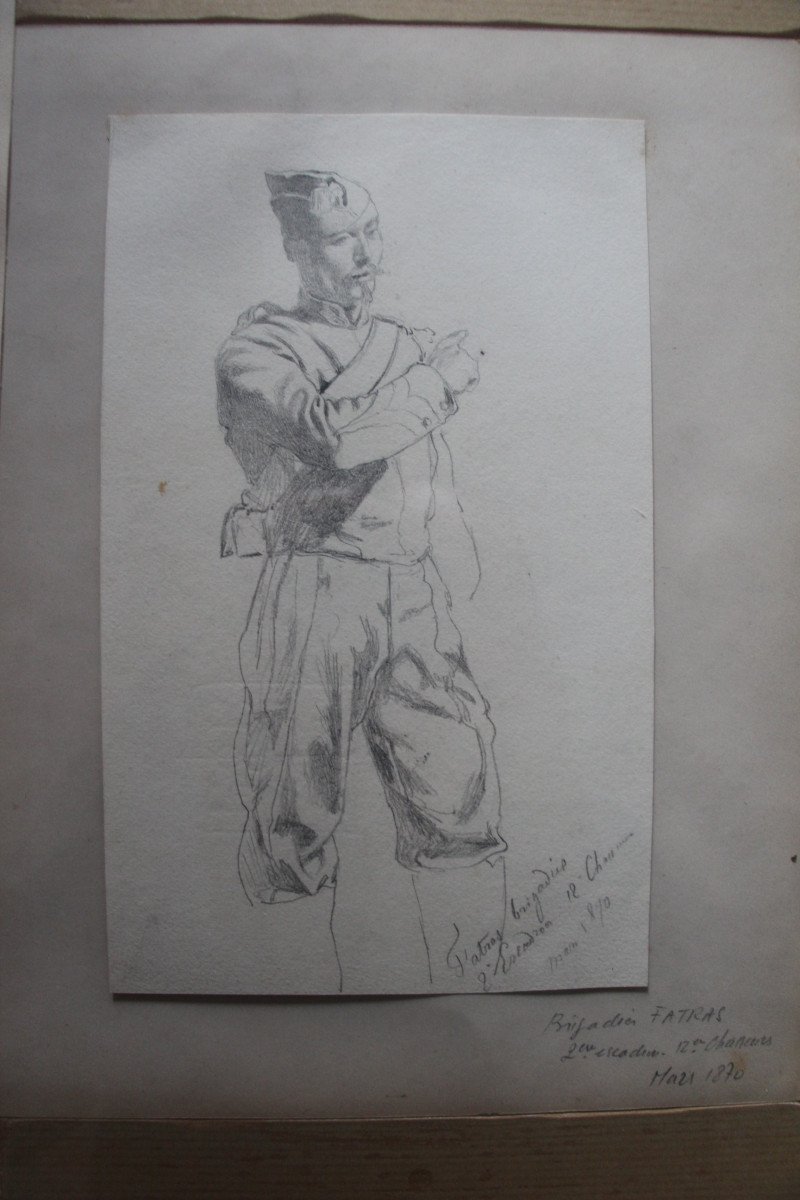 Suite Of Six Graphite Drawings - Charles-dominique Lahalle (1834-1909)-photo-2