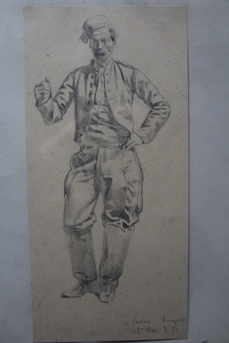 Suite Of Six Graphite Drawings - Charles-dominique Lahalle (1834-1909)-photo-3