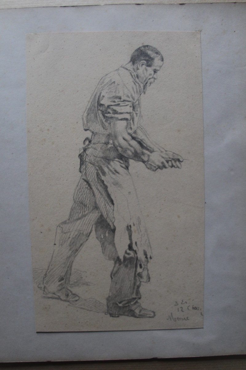 Suite Of Six Graphite Drawings - Charles-dominique Lahalle (1834-1909)-photo-1
