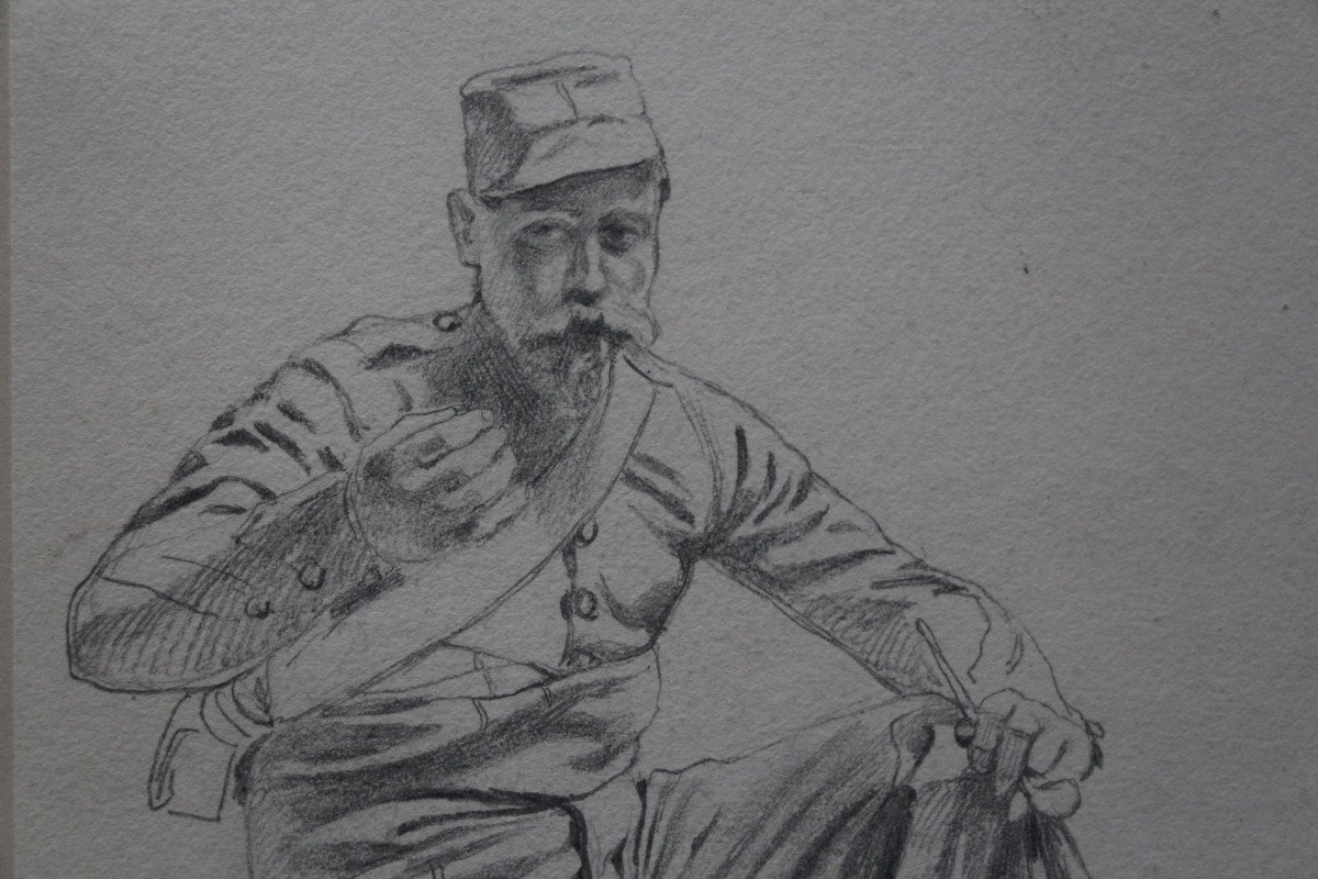 Suite Of Six Graphite Drawings - Charles-dominique Lahalle (1834-1909)-photo-4