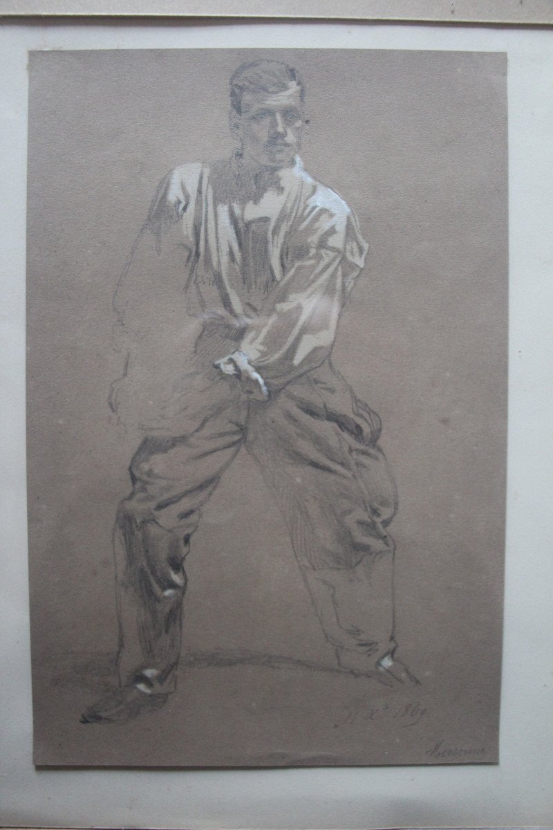 Suite Of Six Graphite Drawings - Charles-dominique Lahalle (1834-1909)