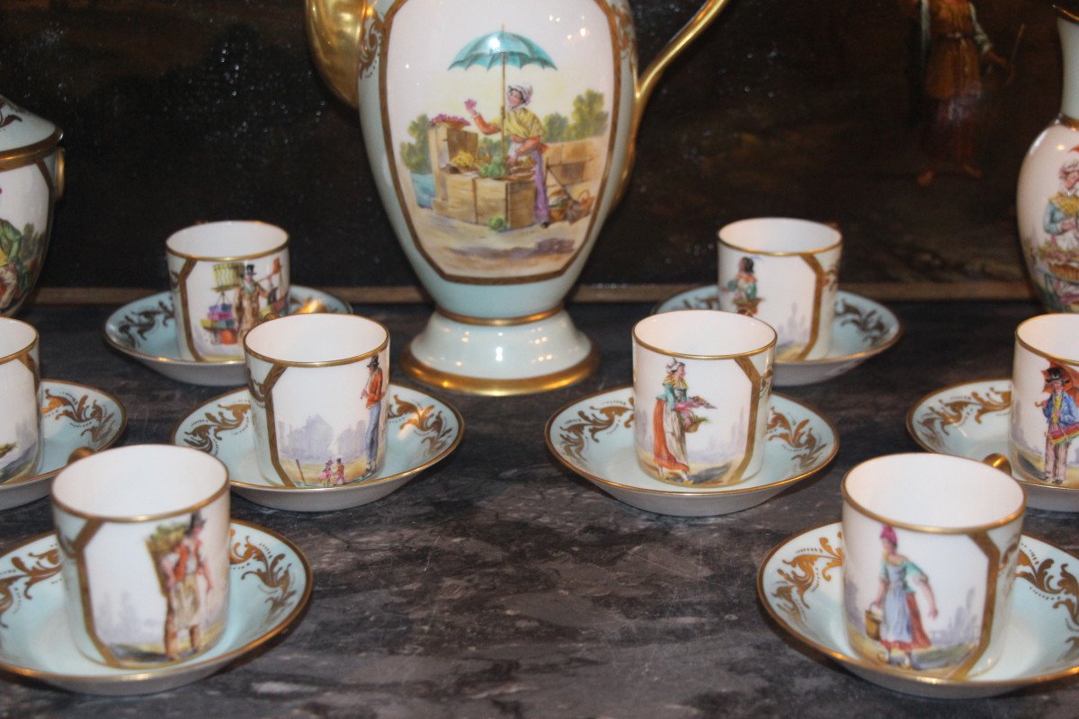 Service à café, porcelaine de Paris, signé Camille Le Tallec (1906-1991), XXe siècle.-photo-7