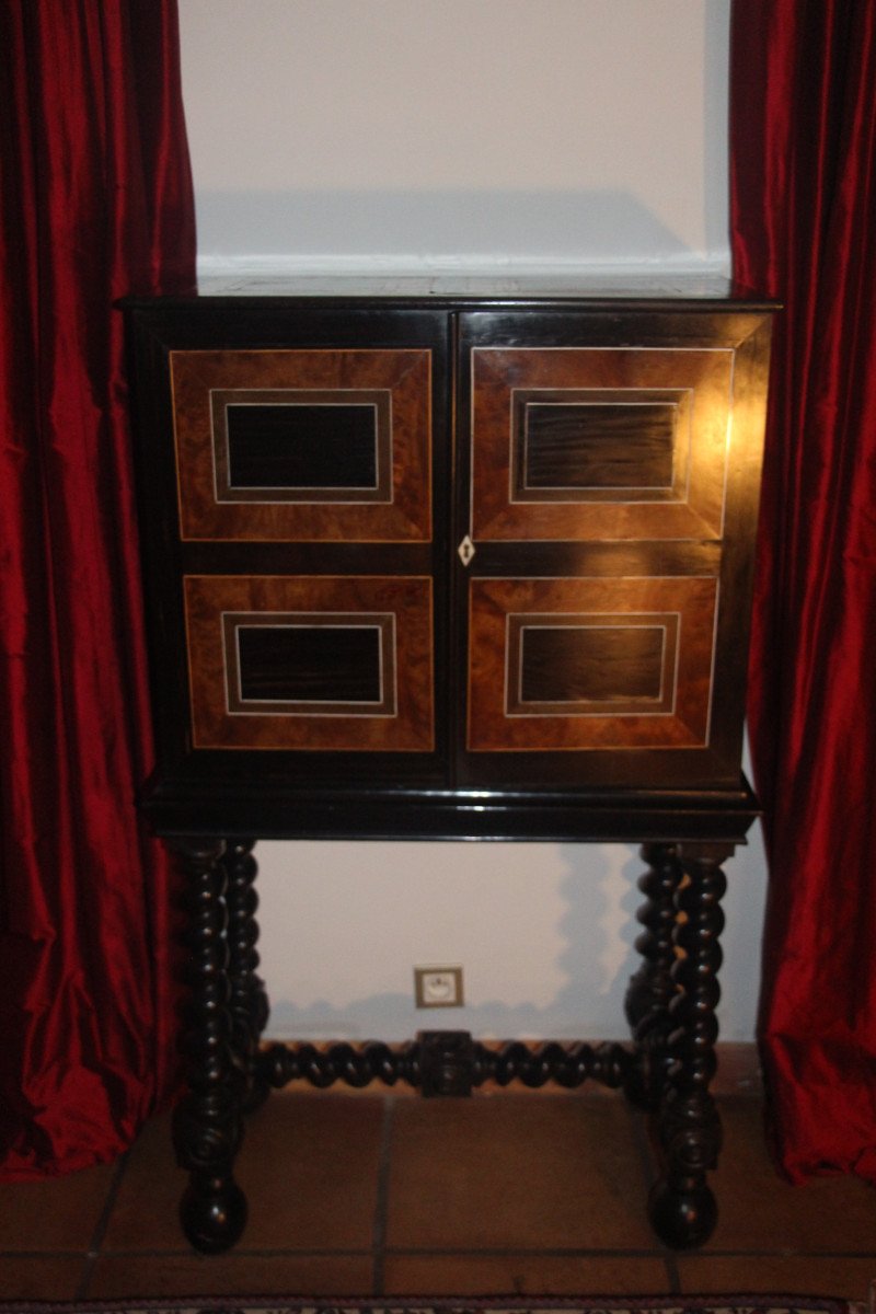 Cabinet And Its Base In Marquetry And Ivory, Holland, 17th Century-photo-3