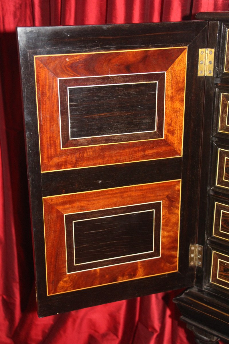 Cabinet And Its Base In Marquetry And Ivory, Holland, 17th Century-photo-7